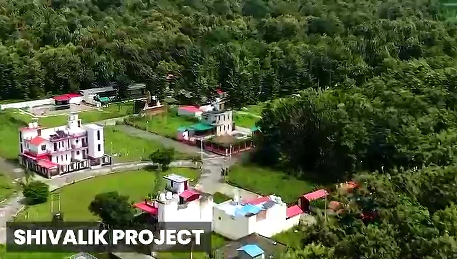 Aerial view of the Shivalik project site with sample structure