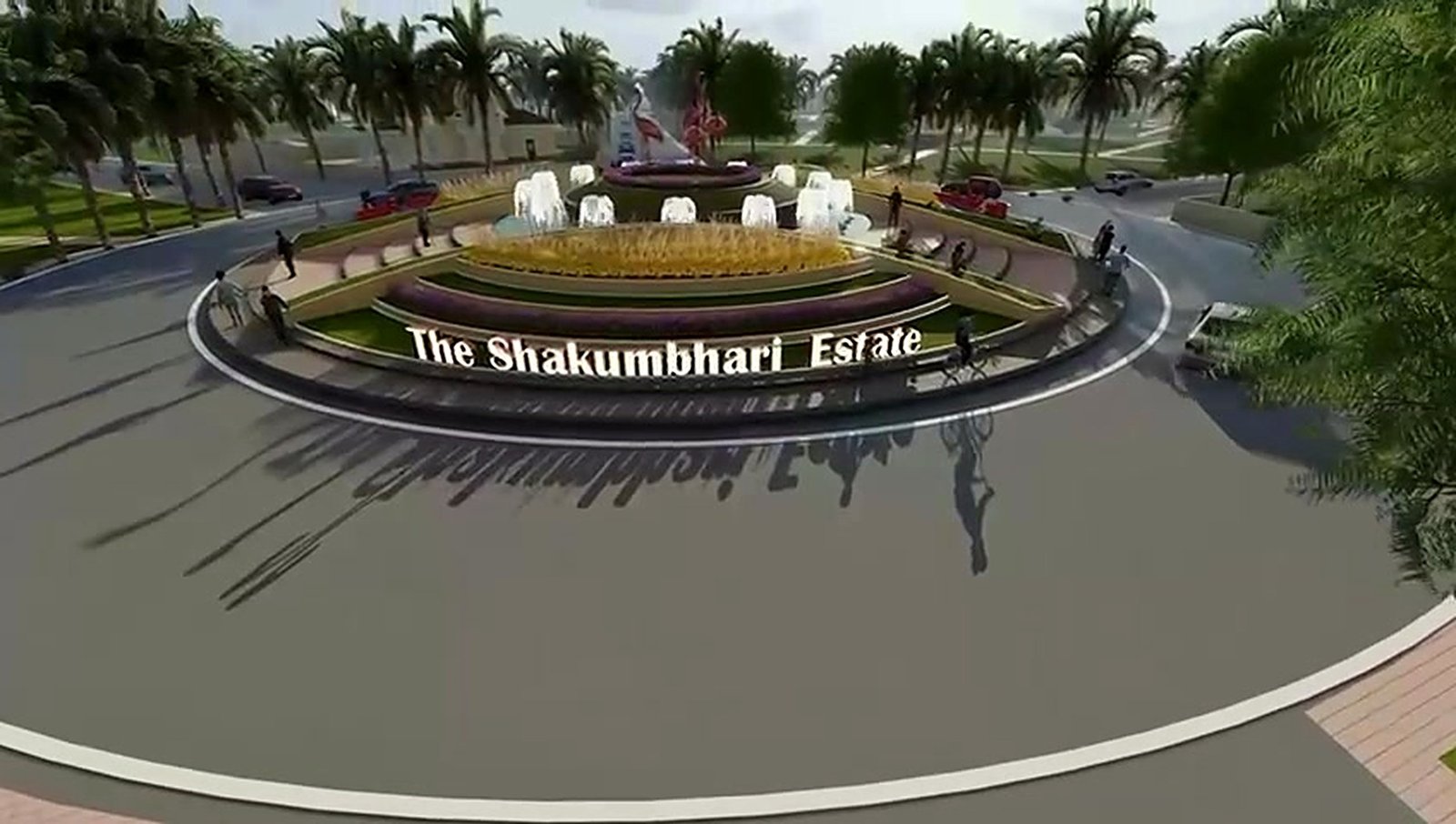 Concept render of the entrance plaza and fountain
