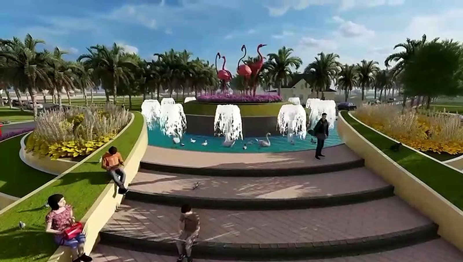 Concept render of landscaped garden walkways